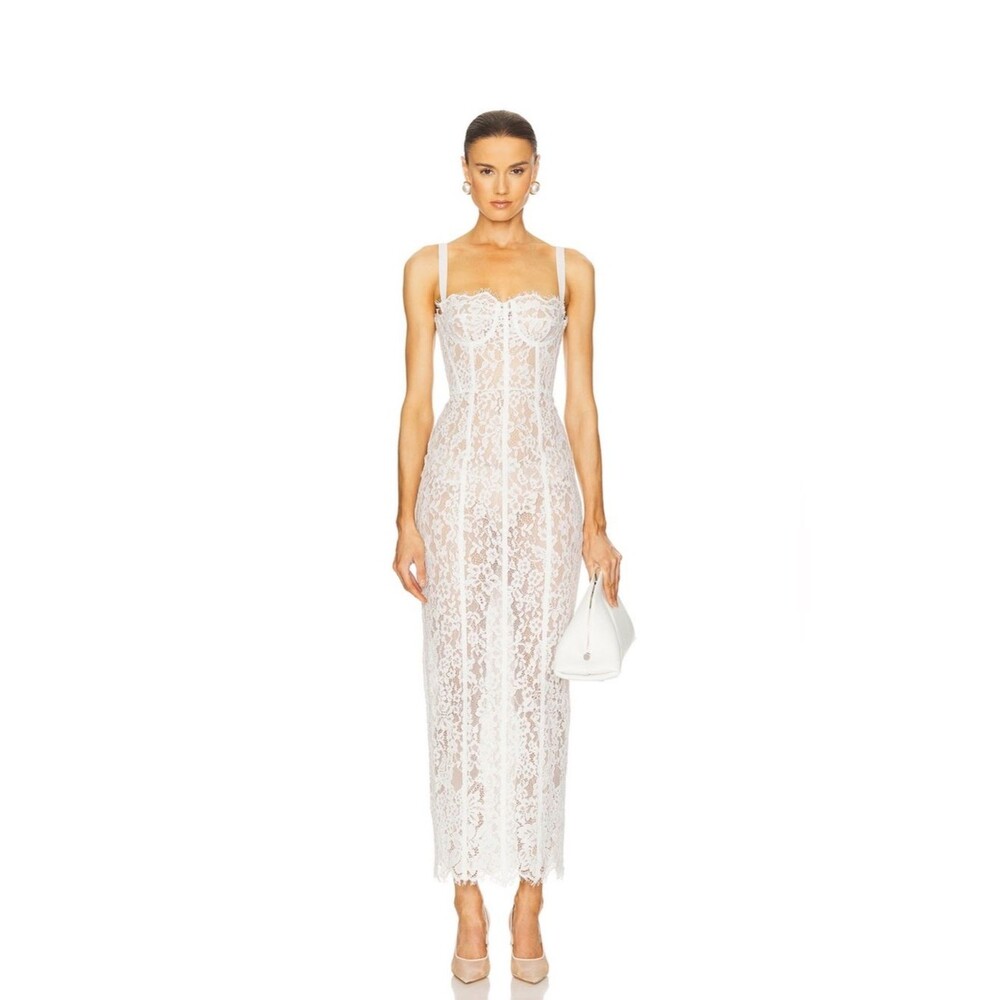 🆕 Helsa the lace column white maxi dress w strap, evening party long dress